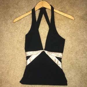 Black Elegant Evening Halter Top